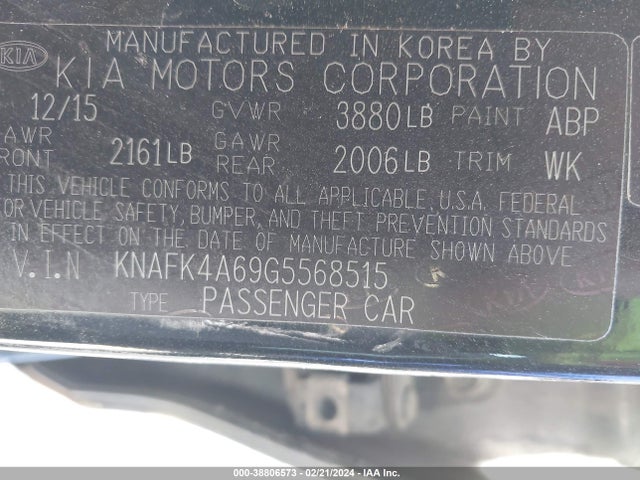 KIA FORTE LX 2016 KNAFK4A69G5568515 Image 9