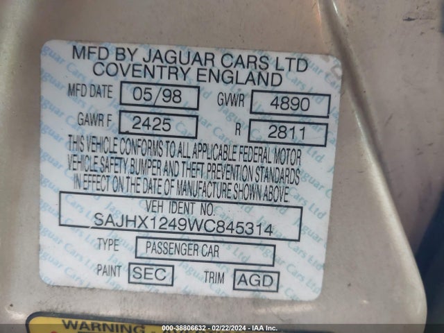 1998 JAGUAR XJ8 SAJHX1249WC845314 Photo 8