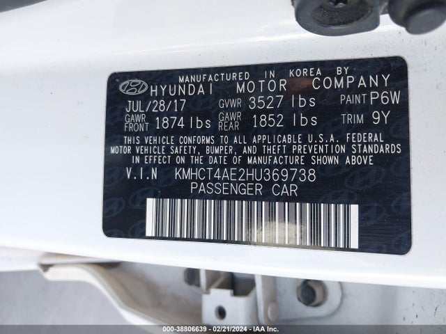 Hyundai Accent Value Edition 2017 KMHCT4AE2HU369738 Image 9