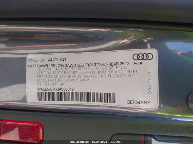 WAUENAF47JA068649 Audi A4 2.0t Premium/2.0t Tech Premium