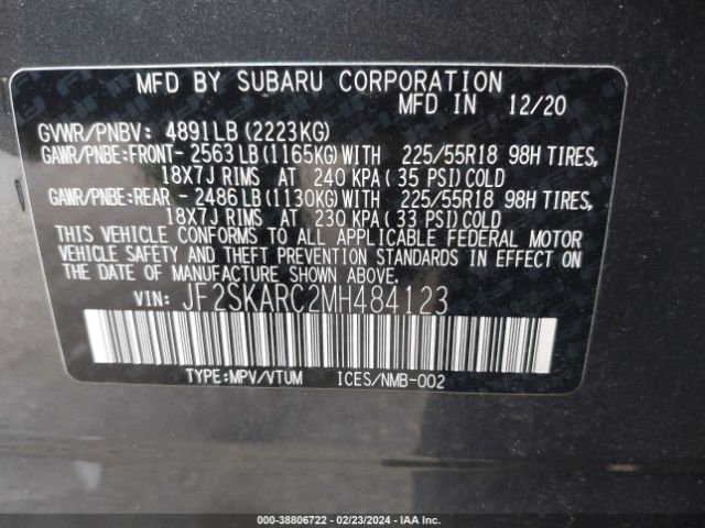 JF2SKARC2MH484123 Subaru Forester Sport