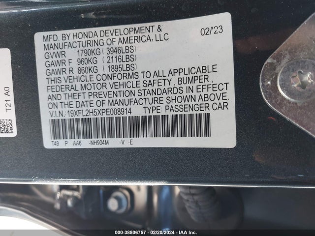 Honda Civic Lx 2023 19XFL2H5XPE008914 Image 9