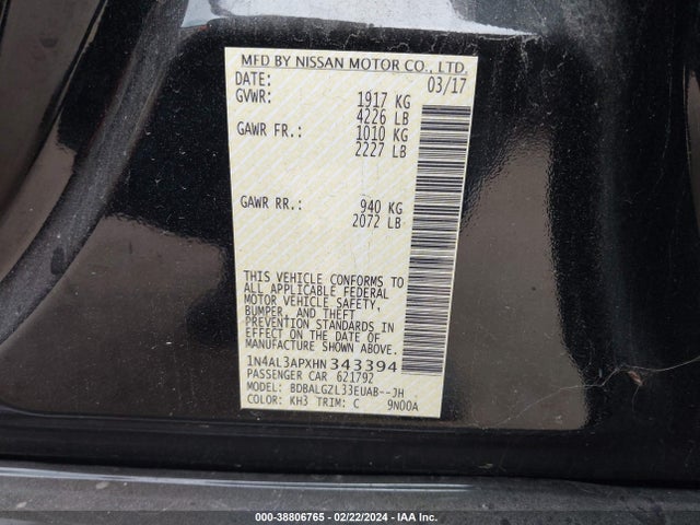 Nissan Altima 2.5 S 2017 1N4AL3APXHN343394 Image 9