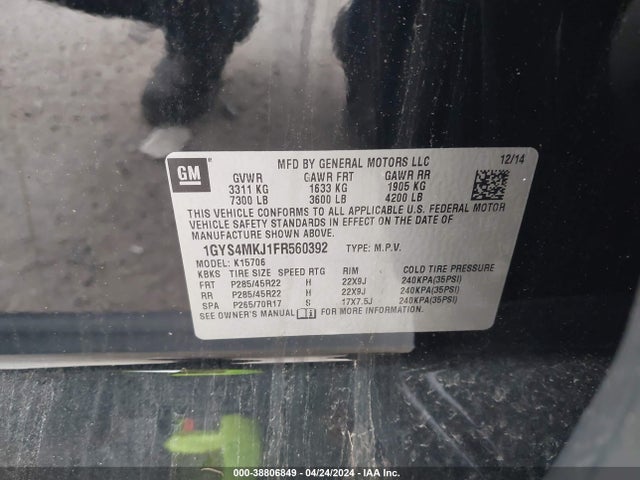 1GYS4MKJ1FR560392 Cadillac Escalade Luxury