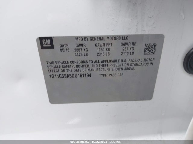 Chevrolet Malibu Limited Lt 2016 1G11C5SA5GU161194 Image 9