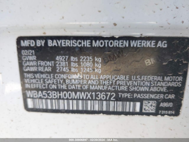 BMW 530I 2021 WBA53BH00MWX13672 Image 9