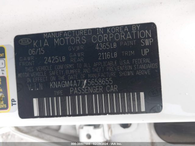 KNAGM4A77F5658655 KIA Optima Lx