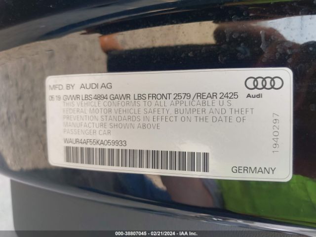 WAUR4AF55KA059933 Audi S5 3.0t Premium