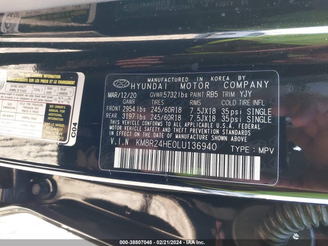 Hyundai Palisade Sel 2020 KM8R24HE0LU136940 Image 9