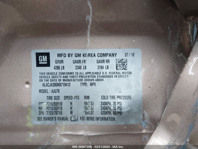 KL4CJASB0KB719412 Buick Encore Fwd Preferred