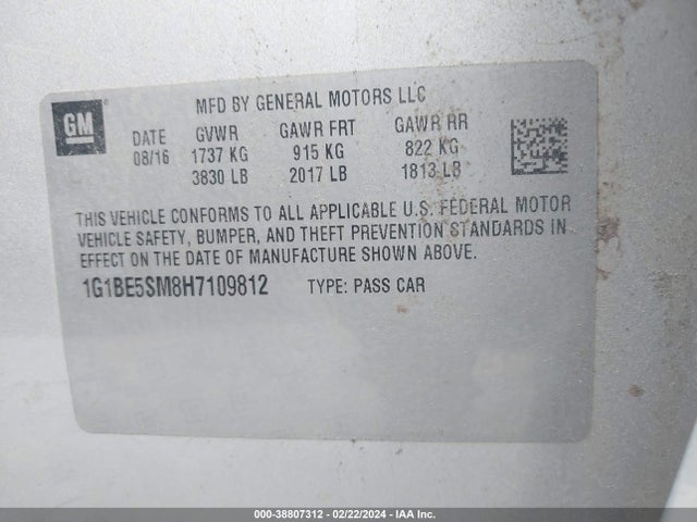 Chevrolet Cruze Lt Auto 2017 1G1BE5SM8H7109812 Image 9