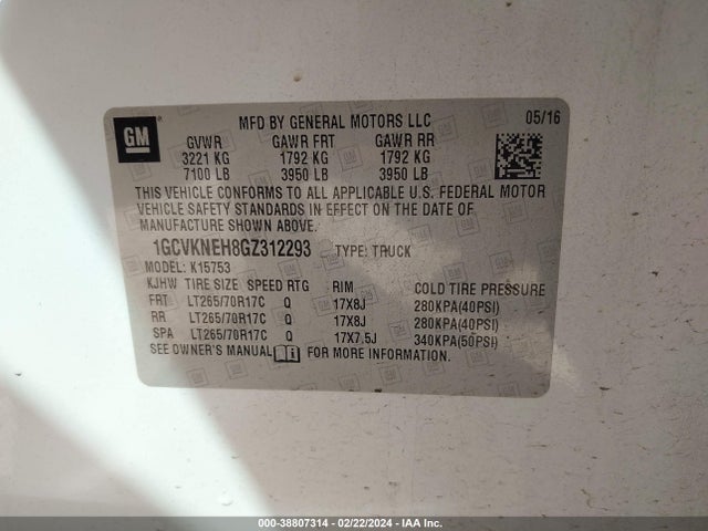 Chevrolet Silverado 1500 Wt 2016 1GCVKNEH8GZ312293 Image 9