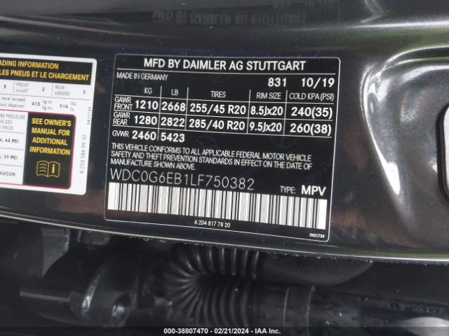 WDC0G6EB1LF750382 Mercedes-Benz Amg Glc 43 4matic