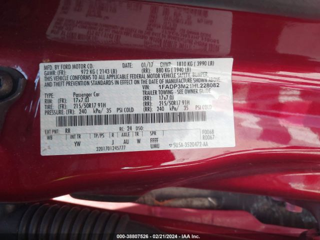 1FADP3M21HL228082 Ford FOCUS SEL