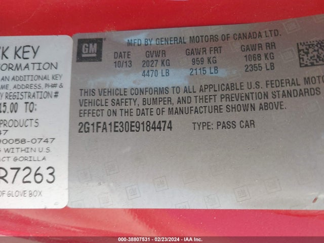 Chevrolet Camaro 2ls 2014 2G1FA1E30E9184474 Image 9