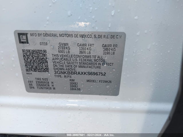 Chevrolet Blazer 2019 3GNKBBRAXKS696752 Image 9