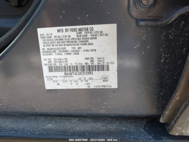 MAJ6P1UL3JC212493 Ford Ecosport Se