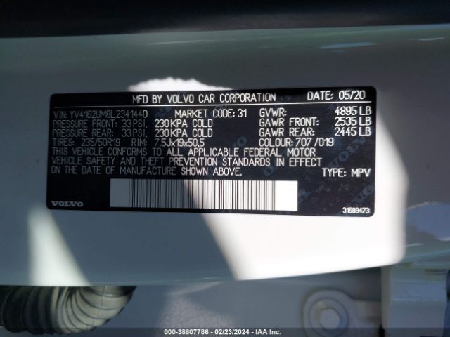 YV4162UM8L2341440 Volvo Xc40 T5 R-design