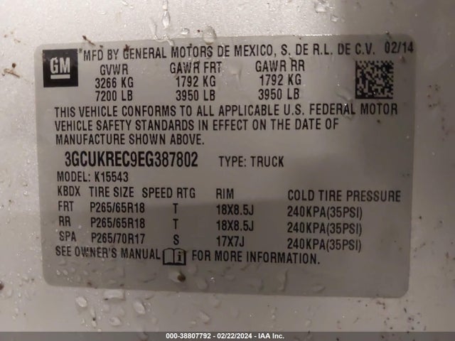 Chevrolet Silverado 1500 1lt 2014 3GCUKREC9EG387802 Image 9