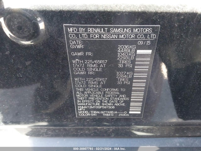 Nissan ROGUE SV 2016 KNMAT2MT0GP597308 Image 9