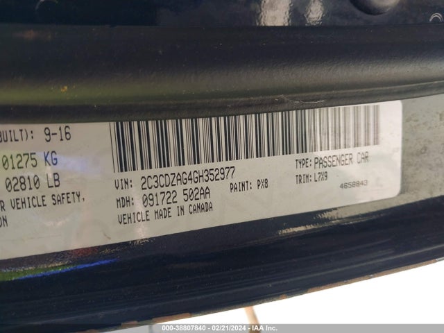 Dodge Challenger Sxt 2016 2C3CDZAG4GH352977 Image 9
