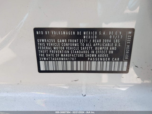 3VW4T7AU4HM041787 Volkswagen Golf Gti Autobahn 4-door/s 4-door/se 4-door/sport 4-door
