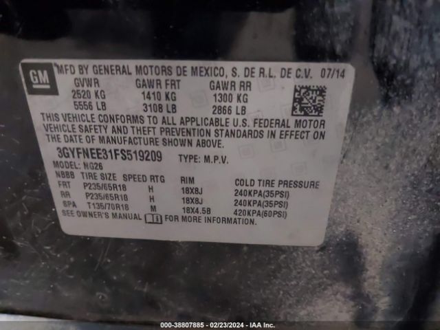 3GYFNEE31FS519209 Cadillac Srx Luxury Collection