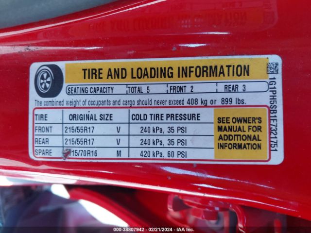 1G1PH5SB1E7321751 Chevrolet Cruze Eco Auto