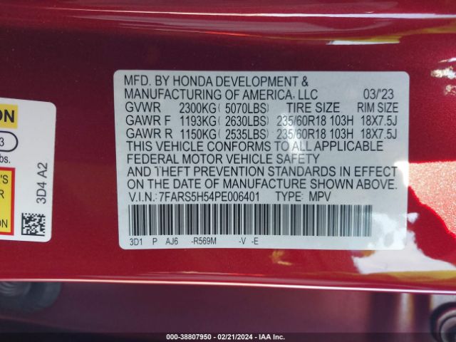 2023 HONDA CR-V 7FARS5H54PE006401 Photo 8