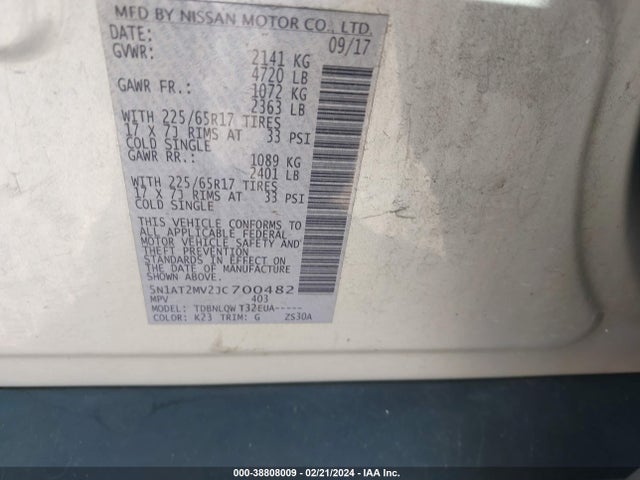 Nissan ROGUE SV 2018 5N1AT2MV2JC700482 Image 9