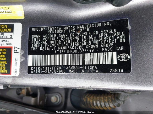 Toyota CAMRY SE 2017 4T1BF1FK0HU326449 Image 9