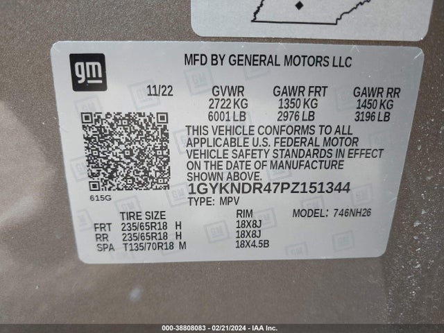 1GYKNDR47PZ151344 Cadillac Xt5 Awd Premium Luxury