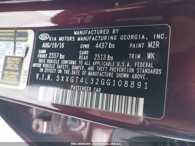 KIA Optima Lx 2016 5XXGT4L32GG108891 Image 9