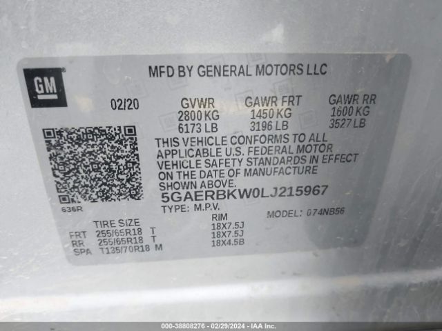 5GAERBKW0LJ215967 Buick Enclave Fwd Essence