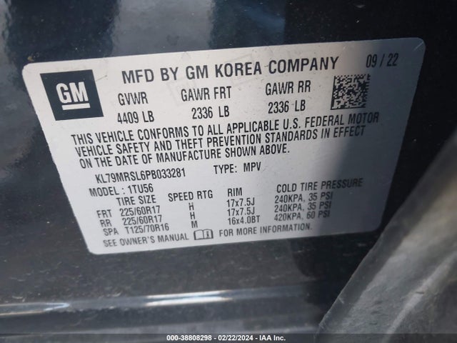 Chevrolet Trailblazer Awd Lt 2023 KL79MRSL6PB033281 Image 9