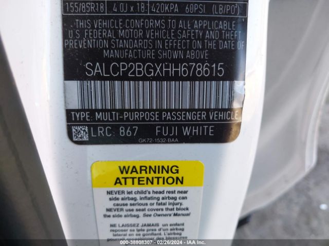 SALCP2BGXHH678615 Land Rover Discovery Sport Se