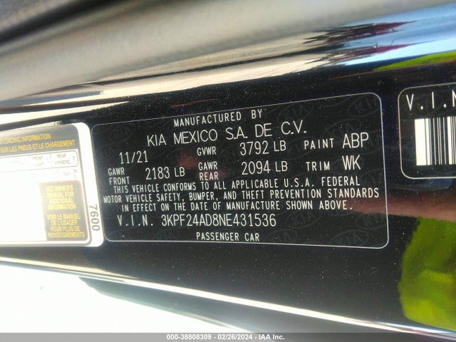 KIA FORTE FE 2022 3KPF24AD8NE431536 Image 9