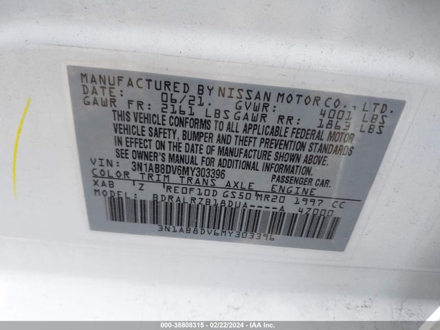 Nissan Sentra Sr Xtronic Cvt 2021 3N1AB8DV6MY303396 Image 9