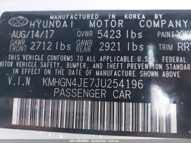 Genesis G80 3.8 2018 KMHGN4JE7JU254196 Image 9
