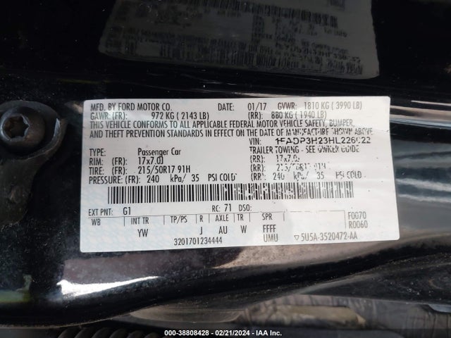 Ford FOCUS SEL 2017 1FADP3H23HL226022 Image 9