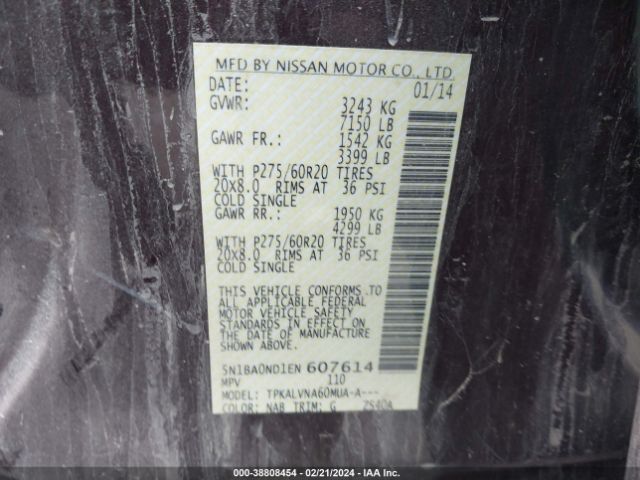 5N1BA0ND1EN607614 Nissan Armada Sl