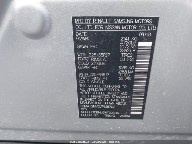 Nissan ROGUE SV 2018 KNMAT2MV0JP618702 Image 9