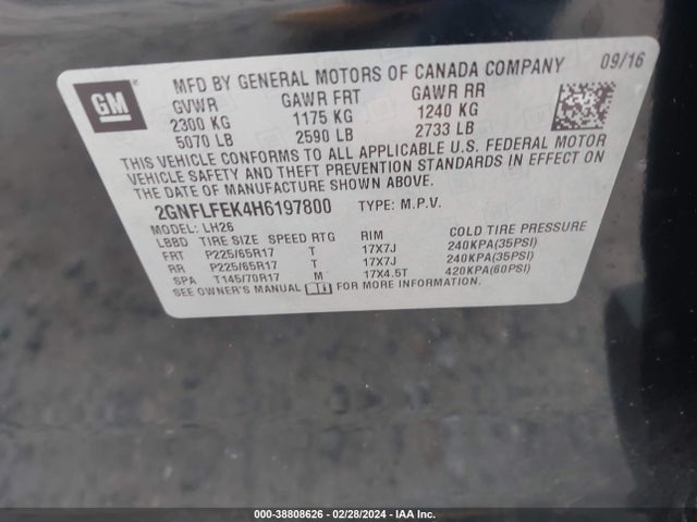 Chevrolet EQUINOX LT 2017 2GNFLFEK4H6197800 Image 9