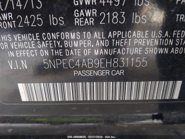 Hyundai Sonata Limited 2.0t 2014 5NPEC4AB9EH831155 Image 9
