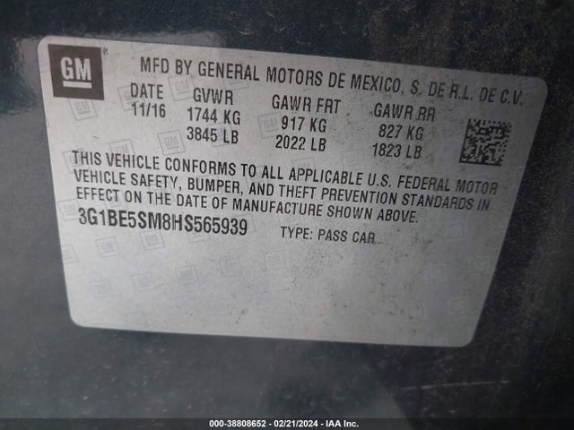 Chevrolet Cruze Lt Auto 2017 3G1BE5SM8HS565939 Image 9