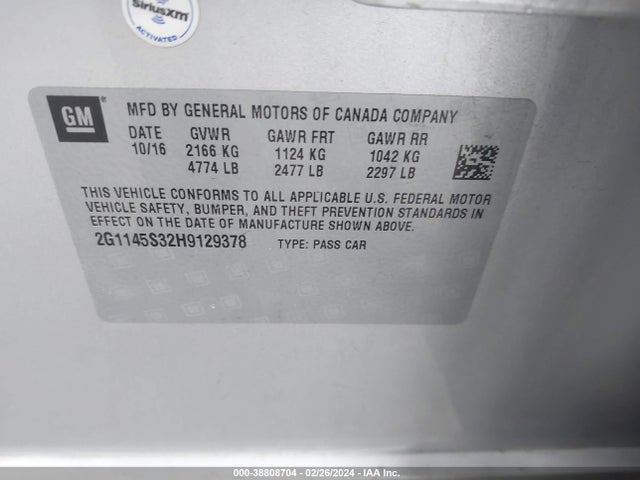Chevrolet IMPALA 2LZ 2017 2G1145S32H9129378 Image 9