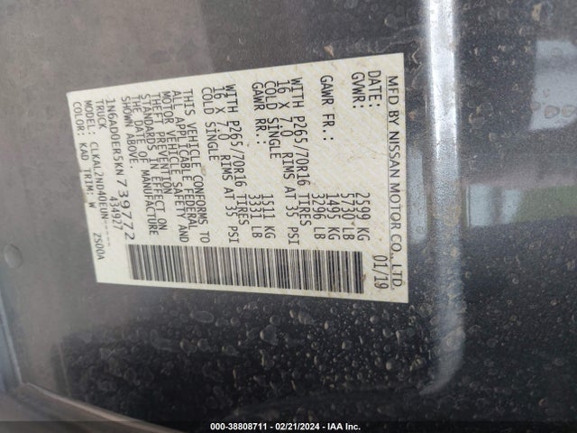 Nissan Frontier Sv 2019 1N6AD0ER5KN739772 Image 9