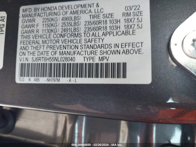 Honda Cr-v Hybrid Ex 2022 5J6RT6H55NL028040 Image 9