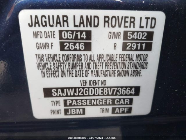 SAJWJ2GD0E8V73664 Jaguar Xj Xjl Portfolio