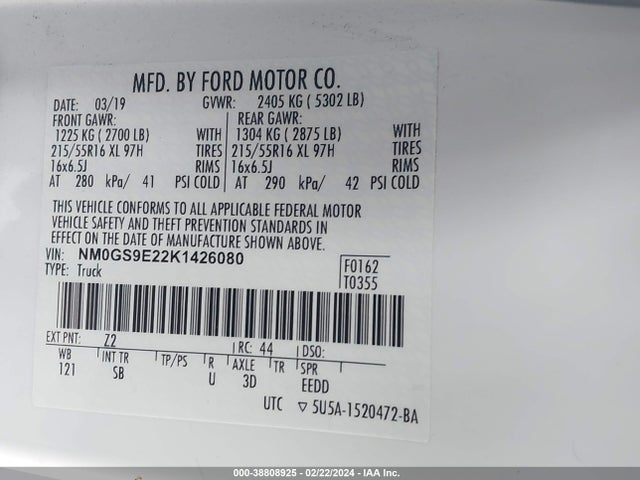 Ford Transit Connect Xl 2019 NM0GS9E22K1426080 Image 9